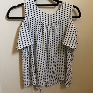 Polka dot off shoulder t shirt